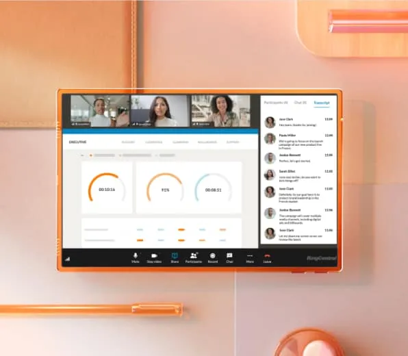 RingCentral Contact Center dashboard on a monitor
